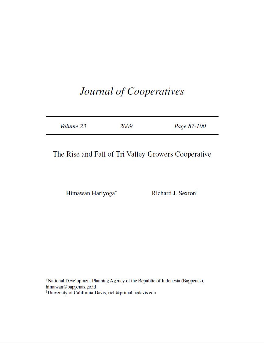 The Rise and fall of Tri Valley Growers Cooperative