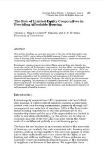 Cover Image The Role of Limited Equity Cooperatives in Providing Affordable Housing