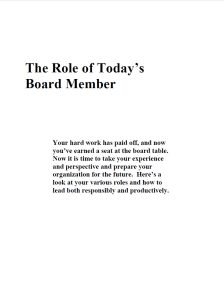 Cover Image The Role of Todays Board Member