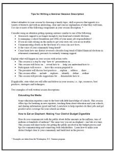 Cover Image Tips for Writing a Session Description