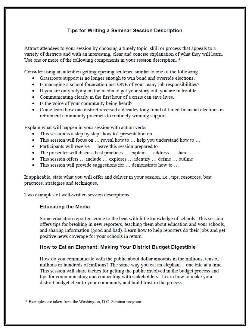 Tips for Writing a Session Description