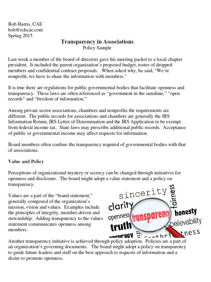 Cover Image Transparency in associations Policy