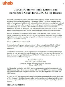 Cover Image UHAB’s Guide to Wills, Estates, and Surrogate’s Court for HDFC Co-op Boards