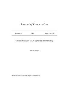 Cover Image United Producers Inc Chapter 11 Restructuring