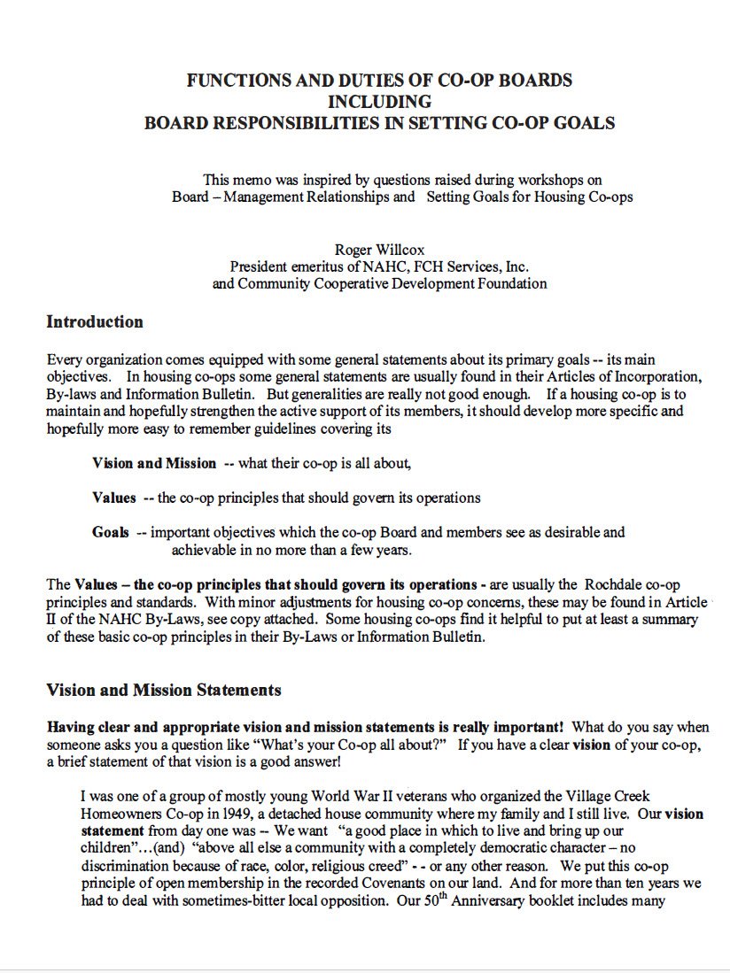 Cover Image board Functions and duties of cooperative boards