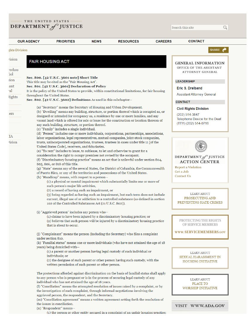 Cover Image fair Housing Act.