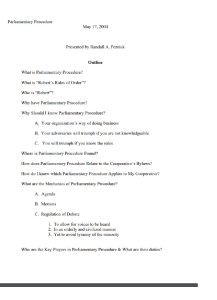 Cover Image parliamentary Procedure RP