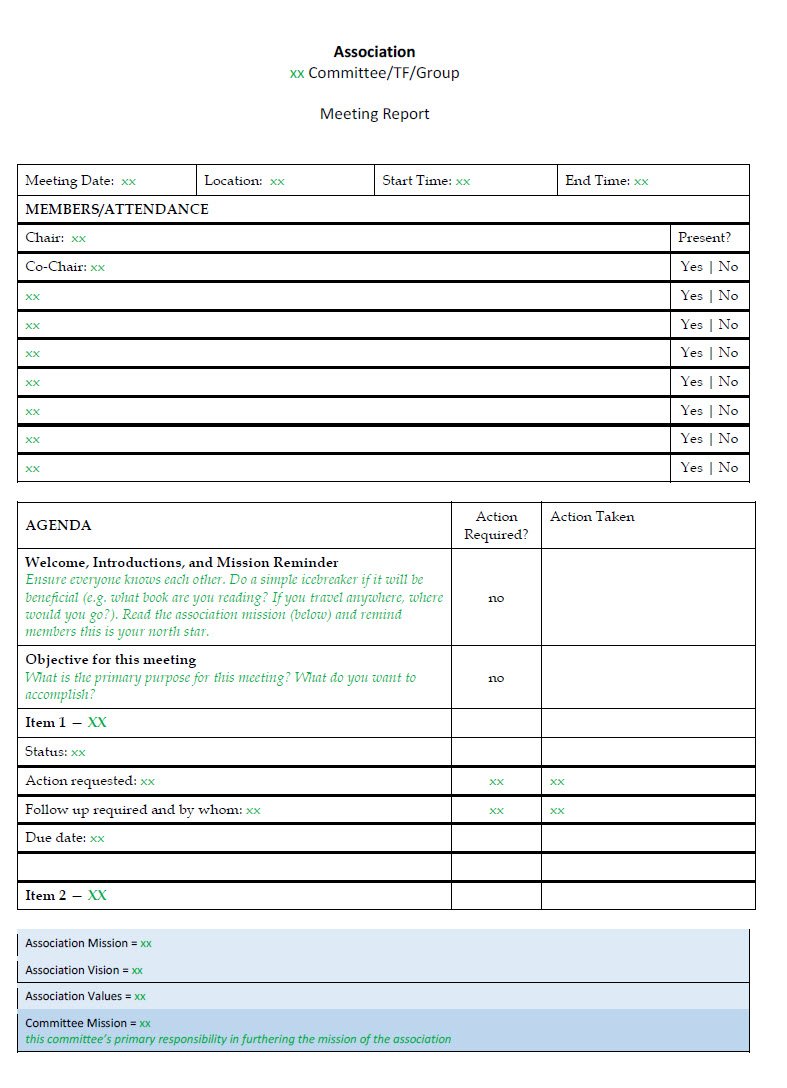 sample Committee Report Template Model
