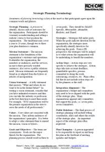 Cover Image strategic Planning Terminology RCH