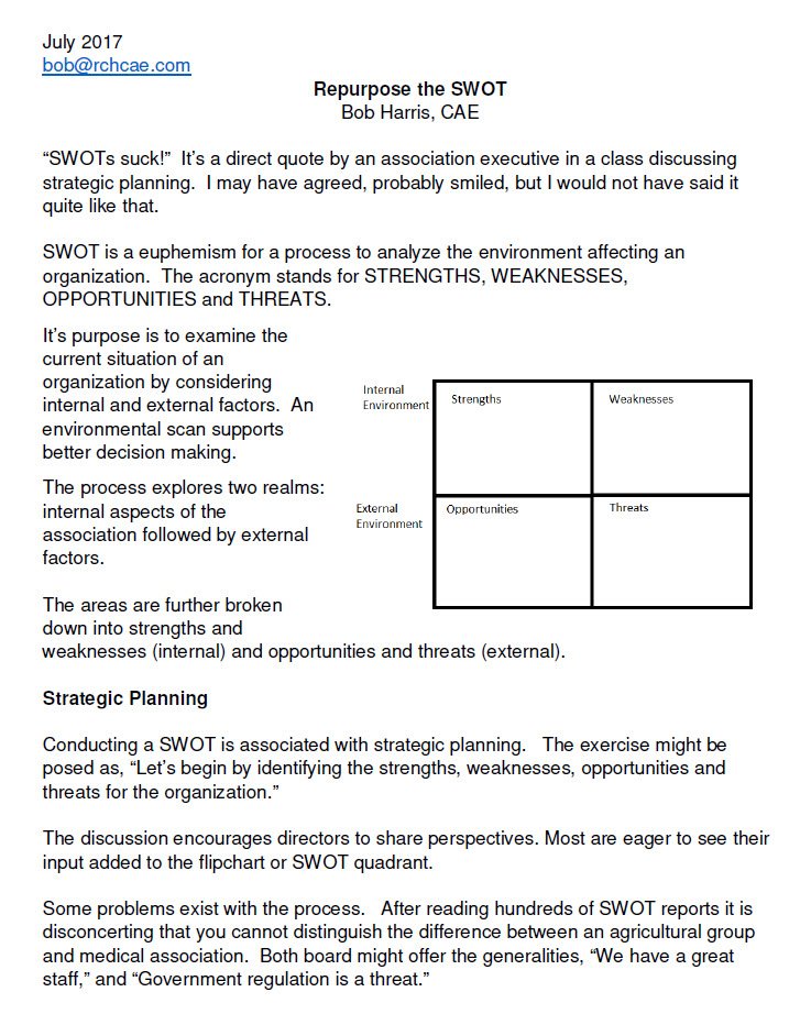 Cover Image strategic planning SWOT